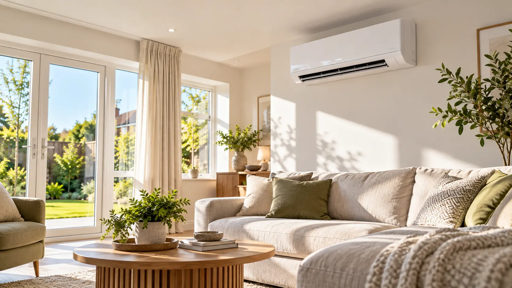 wall mounted air conditioning unit installed in a front room